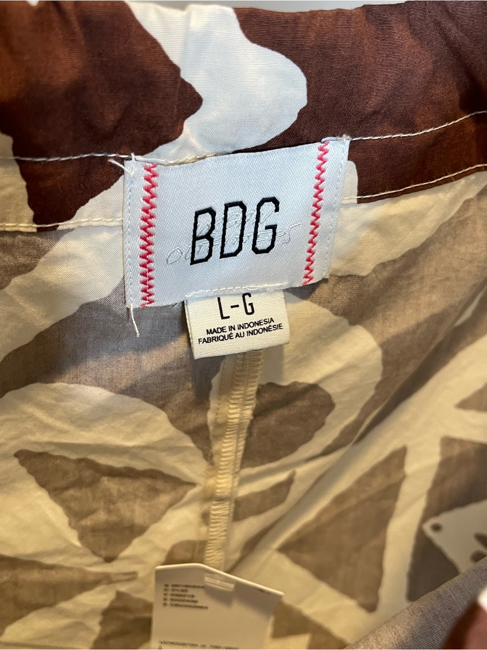 BDG Brown and White Tribal Print Dress w Adjustable Drawstring Neckline - Picture 4 of 5